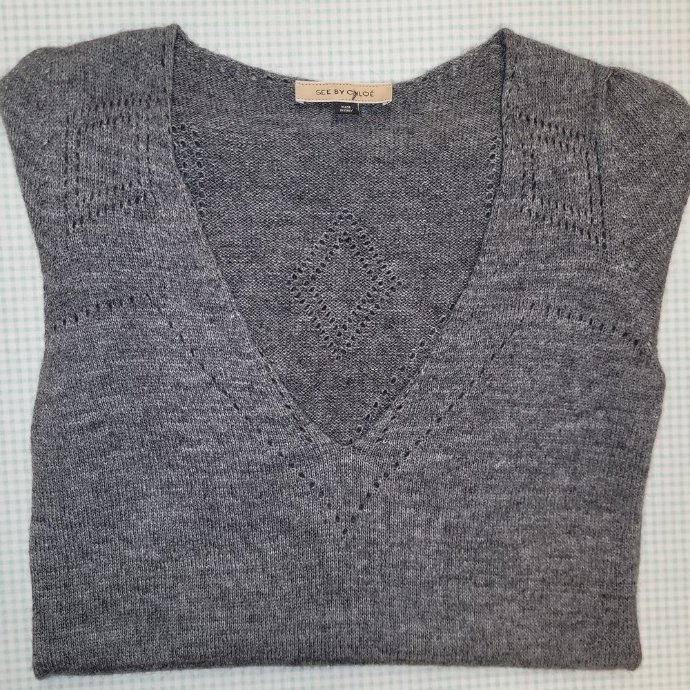 See By Chloe Gray Women's Sweater Dress